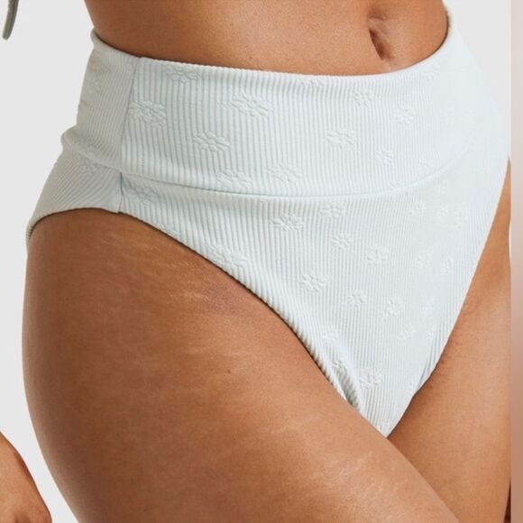 RVCA Women’s Floral High Rise Ribbed Bikini Bottom - Picture 1 of 10